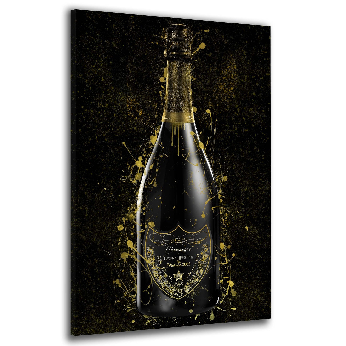 Quadro moderno Bottiglia di Champagne GOLD Pop Art