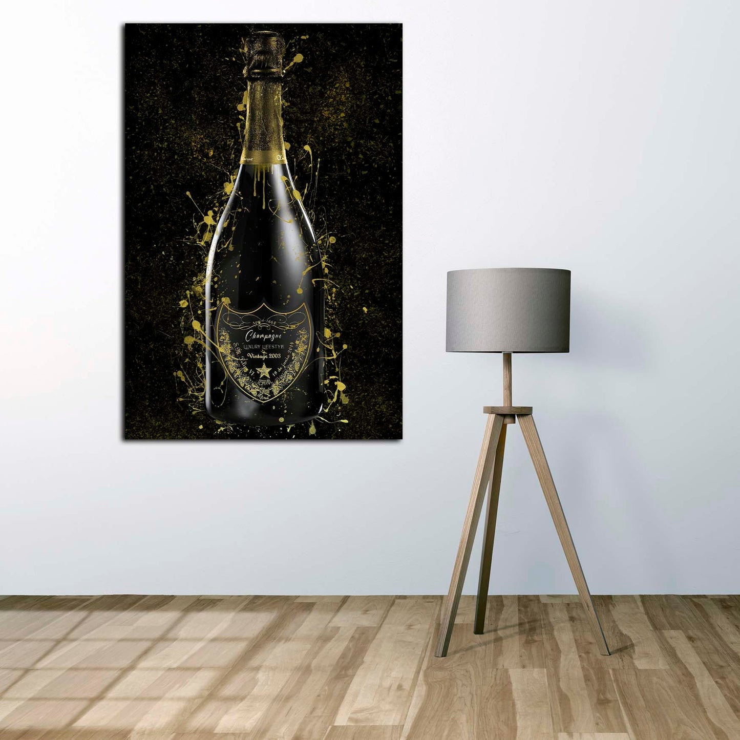 Quadro moderno Bottiglia di Champagne GOLD Pop Art