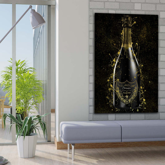 Quadro moderno Bottiglia di Champagne GOLD Pop Art