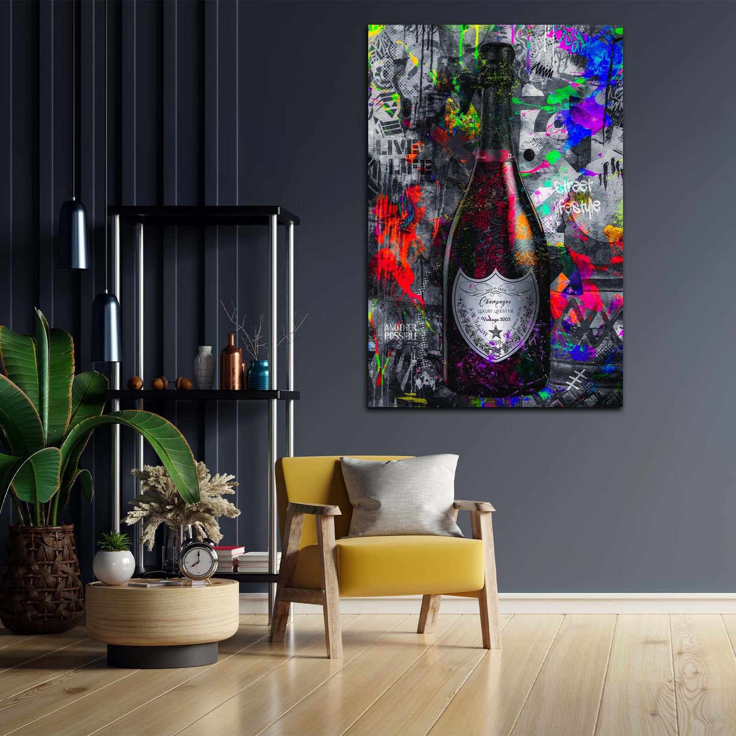 Quadro Bottiglia di Champagne Lifestyle Street Art