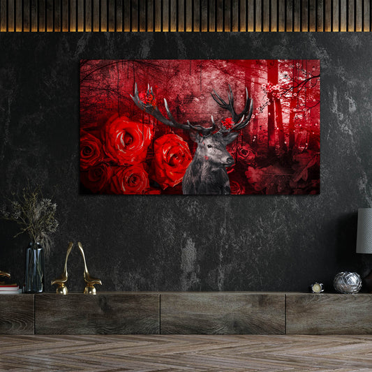 Quadro stampa su tela moderno Cervo Red Style astratto