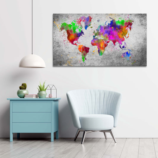 Quadro stampa su tela moderno Mappa del mondo Pop Art Abstract Colour