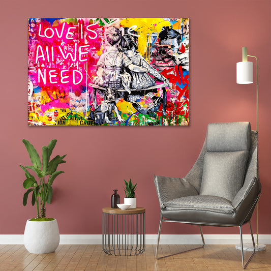 Quadro moderno Pop Art Street Art Style All We Need Is Love