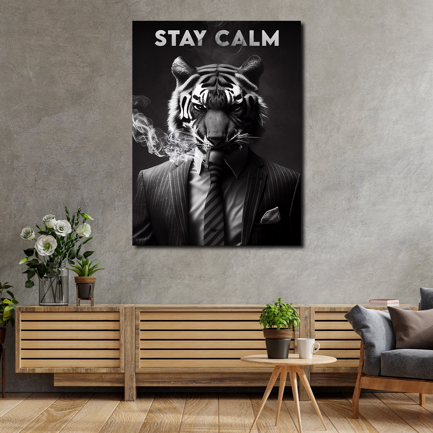 Quadro stampa su tela moderno Pop Art Tigre in abito