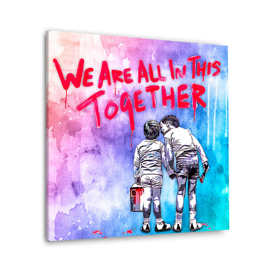 Quadro stampa su tela moderno Pop Art due bambini We Are All In This Together