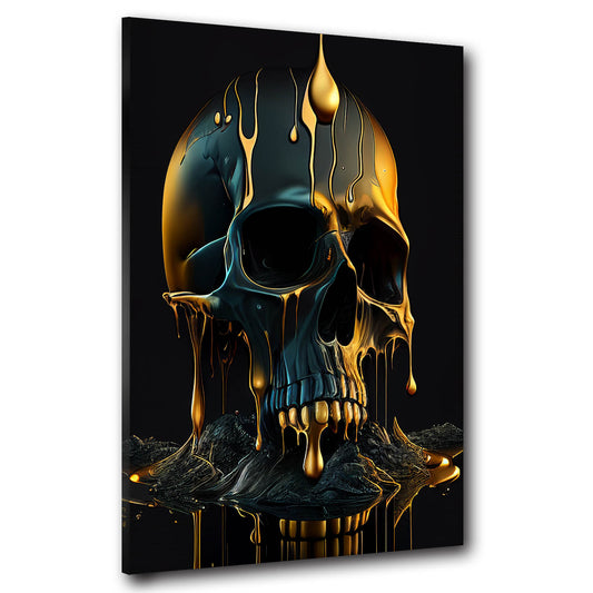 Quadro stampa su tela moderno Skull Gold Abstract