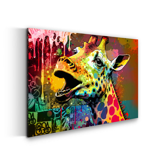 Quadro stampa su tela moderno Street Art Colour Giraffa