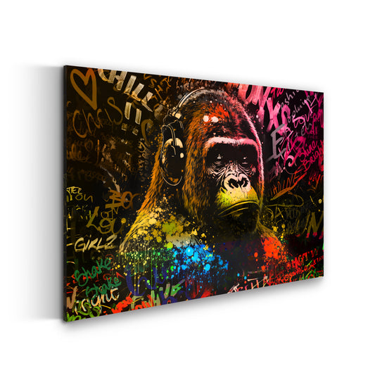 Quadro stampa su tela moderno Street Art Colour Gorilla