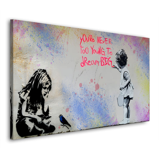 Quadro stampa su tela moderno Street Art Girls Never To Young