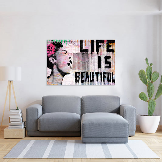 Quadro moderno Street Art Life Is Beautiful, Banksy Style