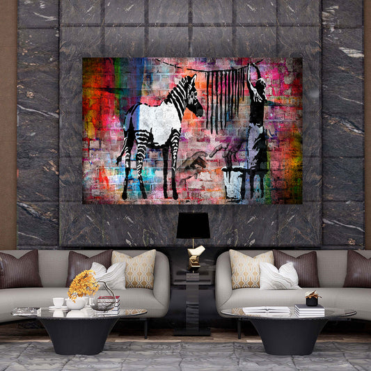 Quadro stampa su tela moderno Street Art Zebra Abstract Colour Style