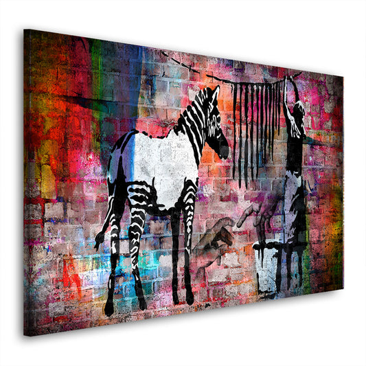 Quadro stampa su tela moderno Street Art Zebra Abstract Colour Style