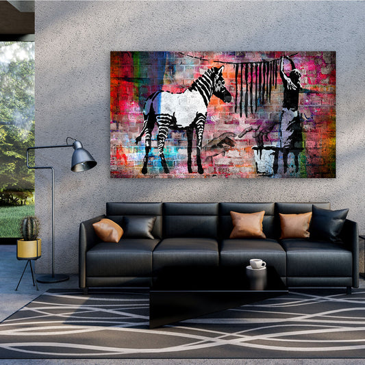 Quadro stampa su tela moderno Street Art Zebra Colour Style