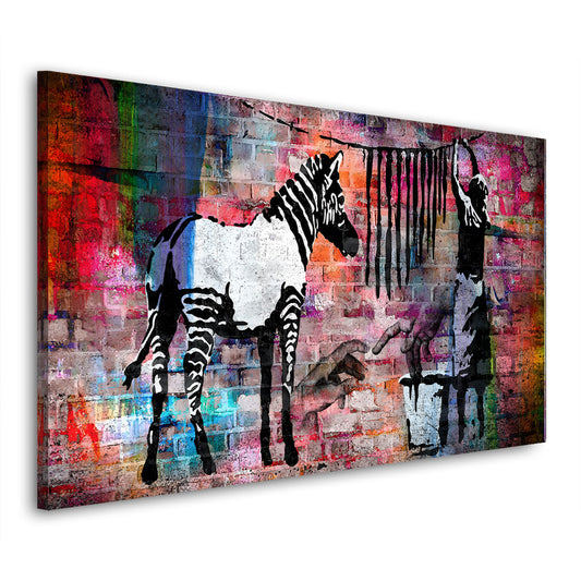 Quadro stampa su tela moderno Street Art Zebra Colour Style