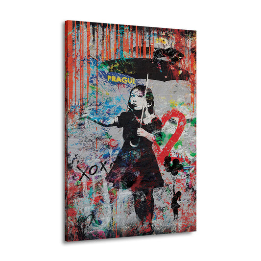 Quadro moderno opera d'arte Street Art Girl Prague