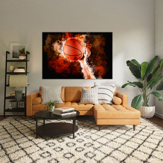 Quadro stampa su tela moderno pallacanestro Basketball Abstract Hand Style