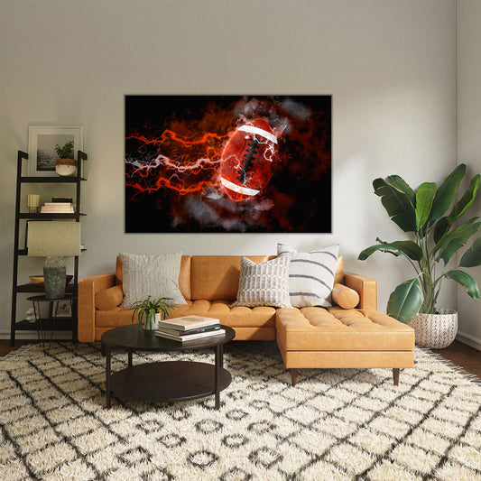 Quadro stampa su tela moderno pallone da rugby Black Abstract