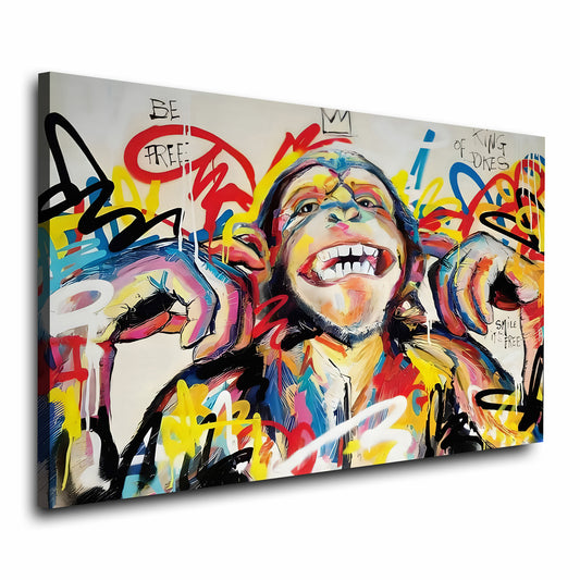 Quadro stampa su tela moderno scimmia Monkey Pop Art Colour Style