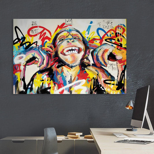 Quadro stampa su tela moderno scimmia Monkey Pop Art Colour Style