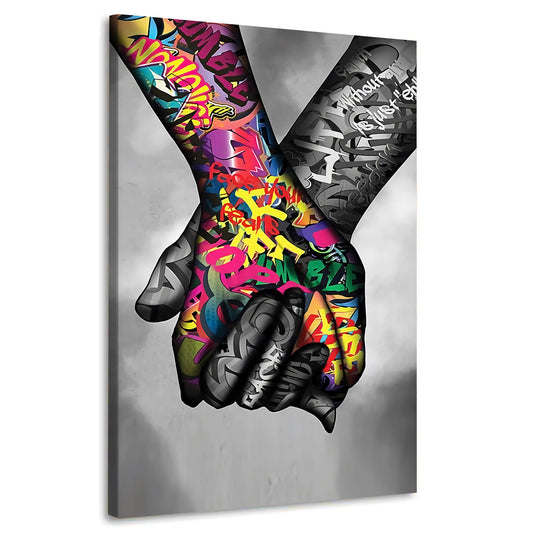 Quadro moderno stampa su tela Pop Art In Love mano