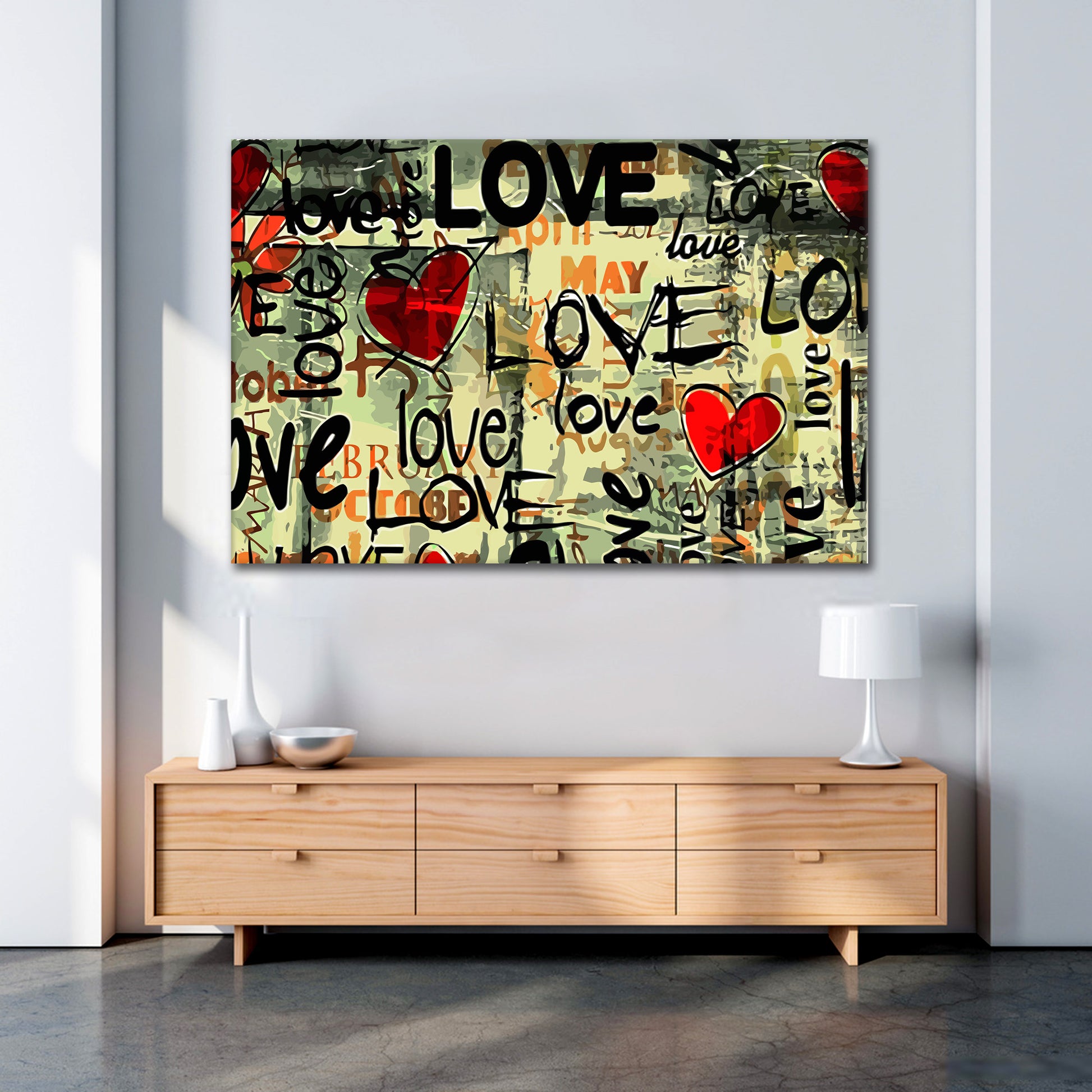 Quadro moderno stampa su tela Pop Art Love Style