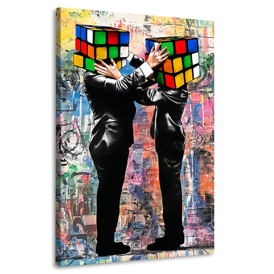 Quadro moderno stampa su tela Pop Art cubo di Rubik Style