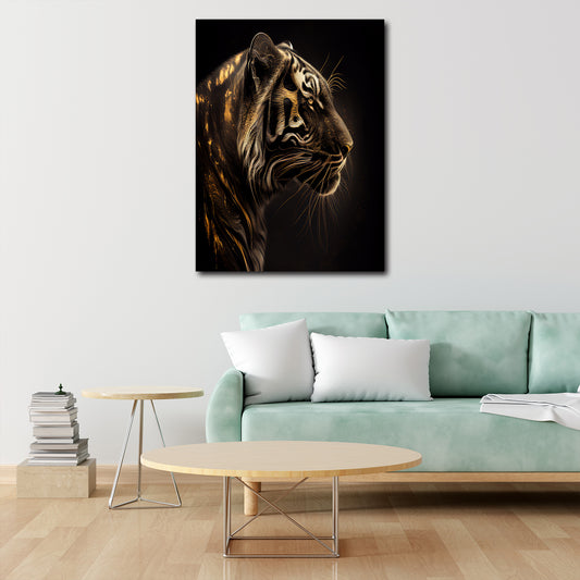 Quadro stampa su tela moderno tigre Gold Abstract