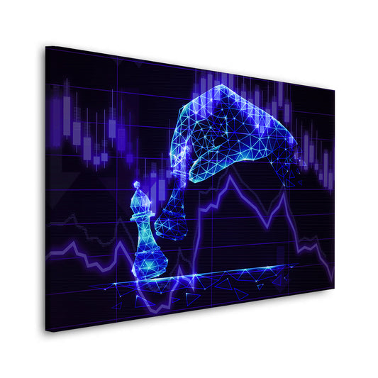 Quadro stampa su tela Borsa Trading Blue Style