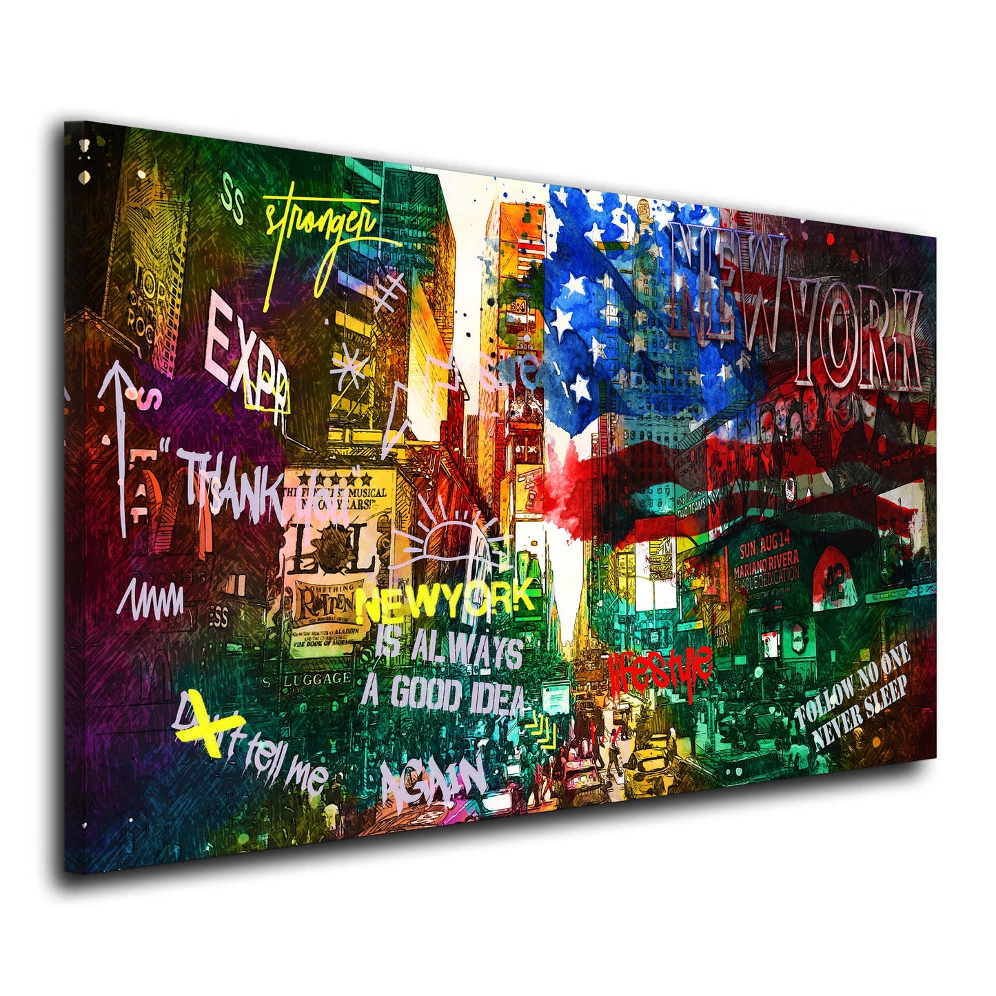 Quadro stampa su tela New York Never Sleeps Life Style Pop Art USA