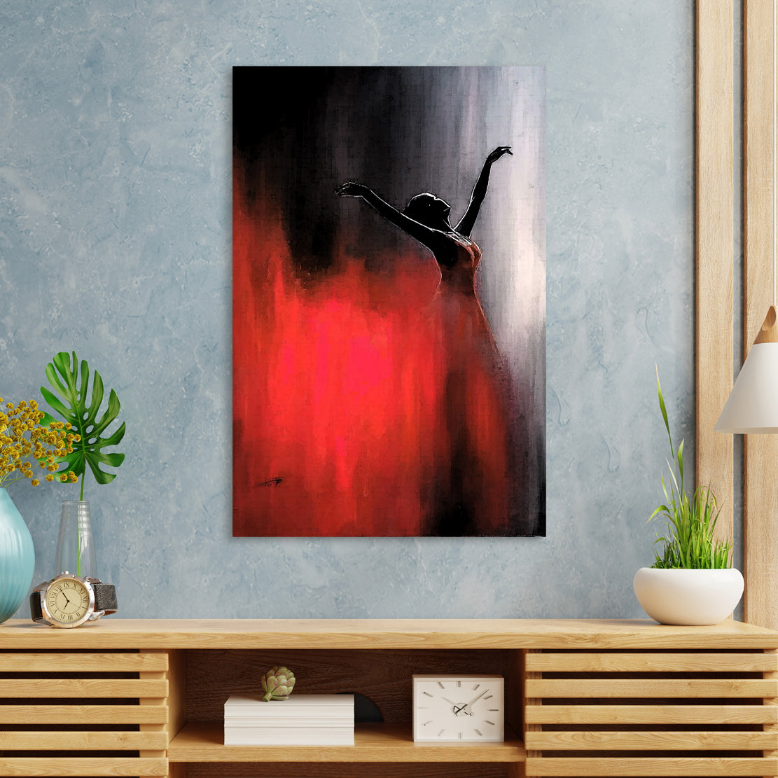 Quadro stampa su tela ballerrina abito rosso Abstract Edition