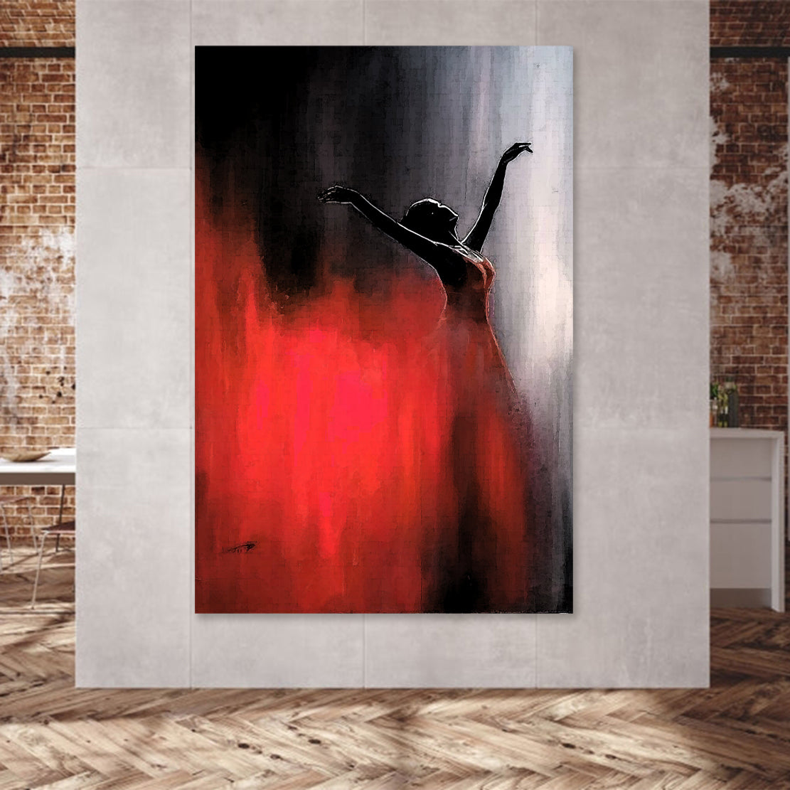 Quadro stampa su tela ballerrina abito rosso Abstract Edition