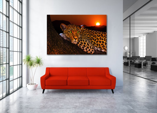 Quadro stampa su tela leopardo Sunset Style