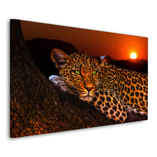 Quadro stampa su tela leopardo Sunset Style