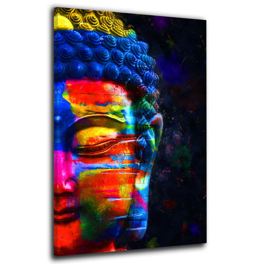 Quadro stampa su tela meditazione Buddha Pop Art Colour Blue Edition