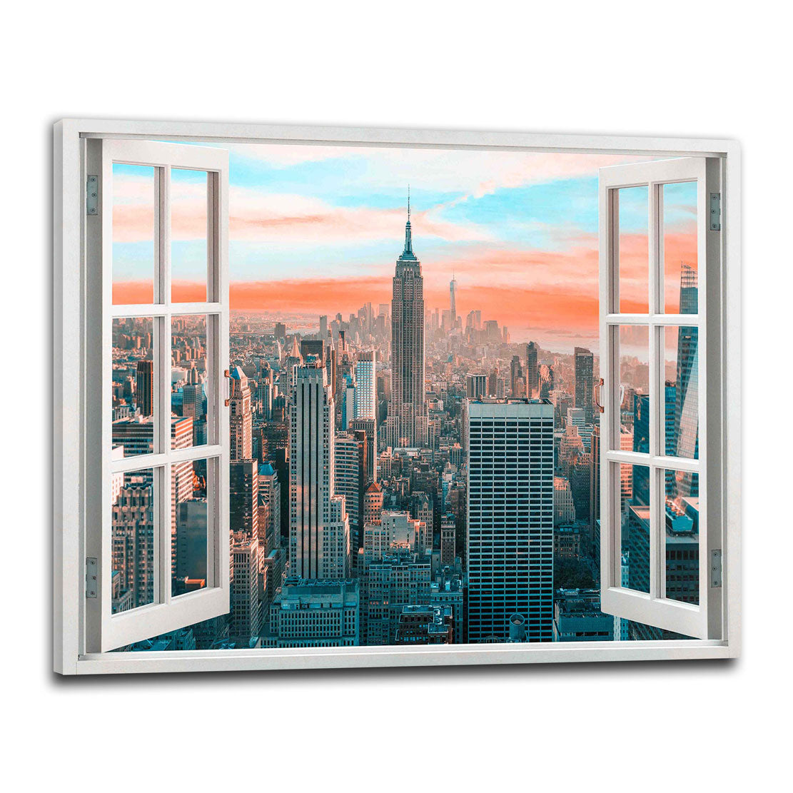 Quadro stampa su tela moderno New York City, finestra con Skyline - Artedinoi