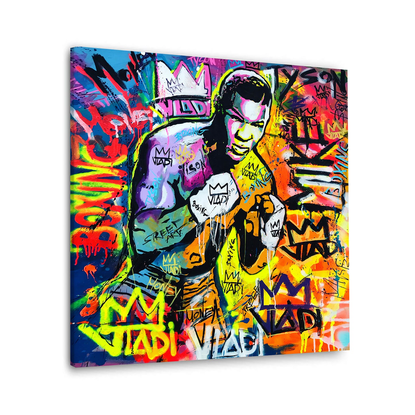 Quadro moderno stampa su tela Pop Art pugile Tyson Colour Style