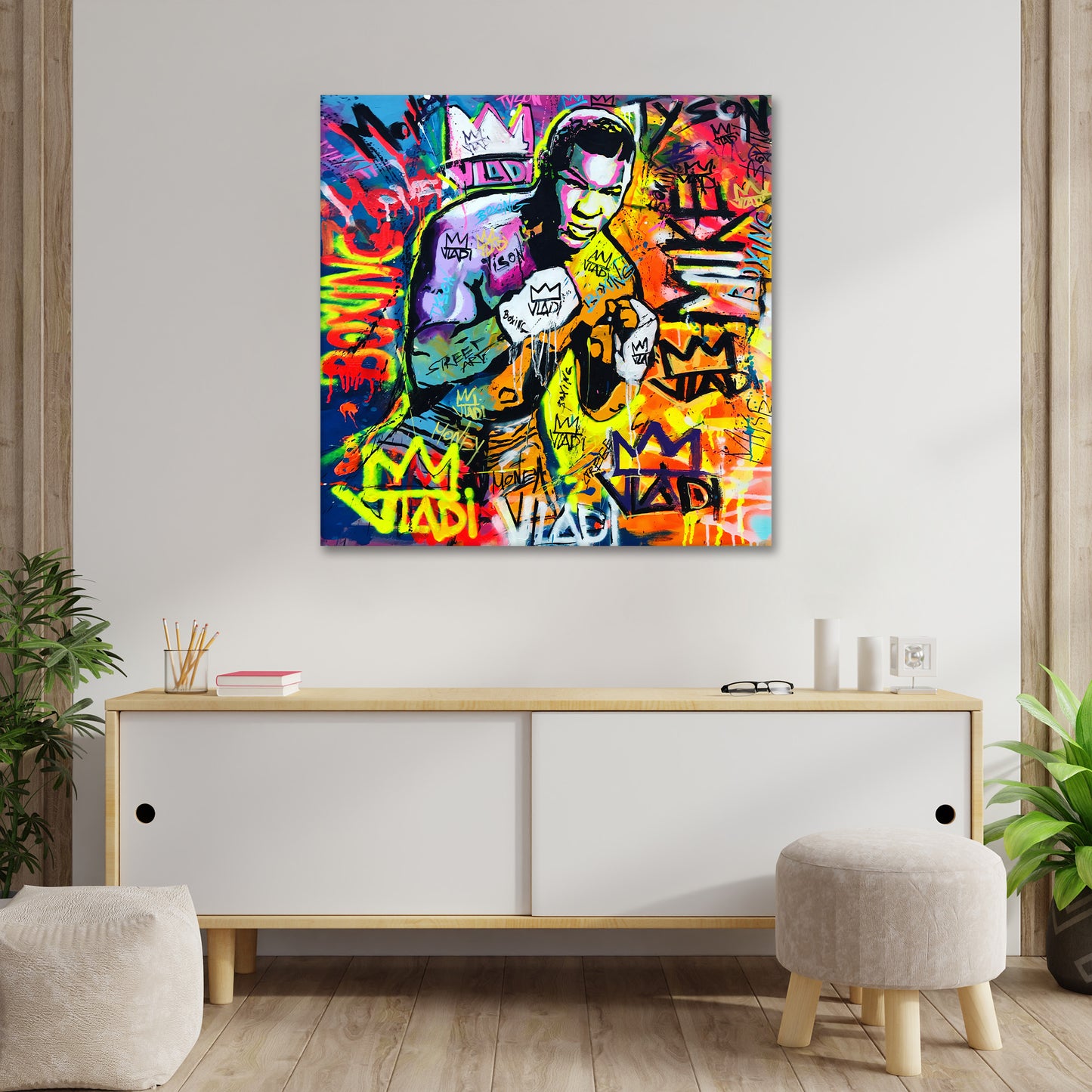 Quadro moderno stampa su tela Pop Art pugile Tyson Colour Style