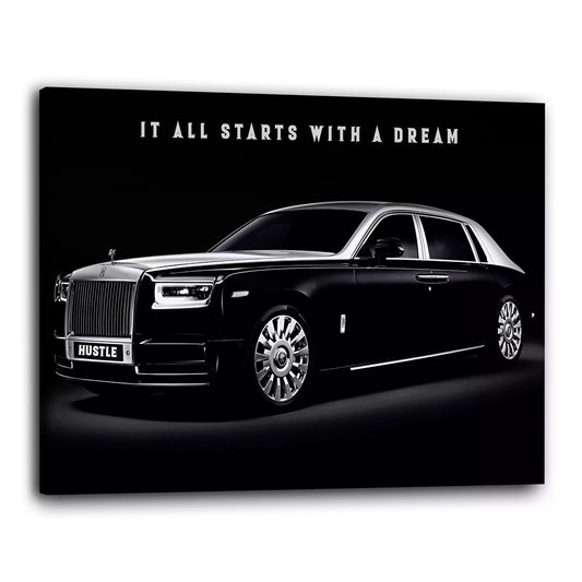 Quadro stampa su tela motivazionale Rolls Royce It All Starts With A Dream