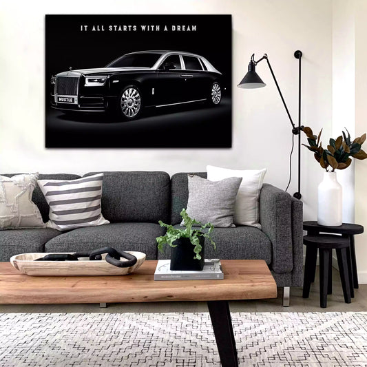 Quadro stampa su tela motivazionale Rolls Royce It All Starts With A Dream