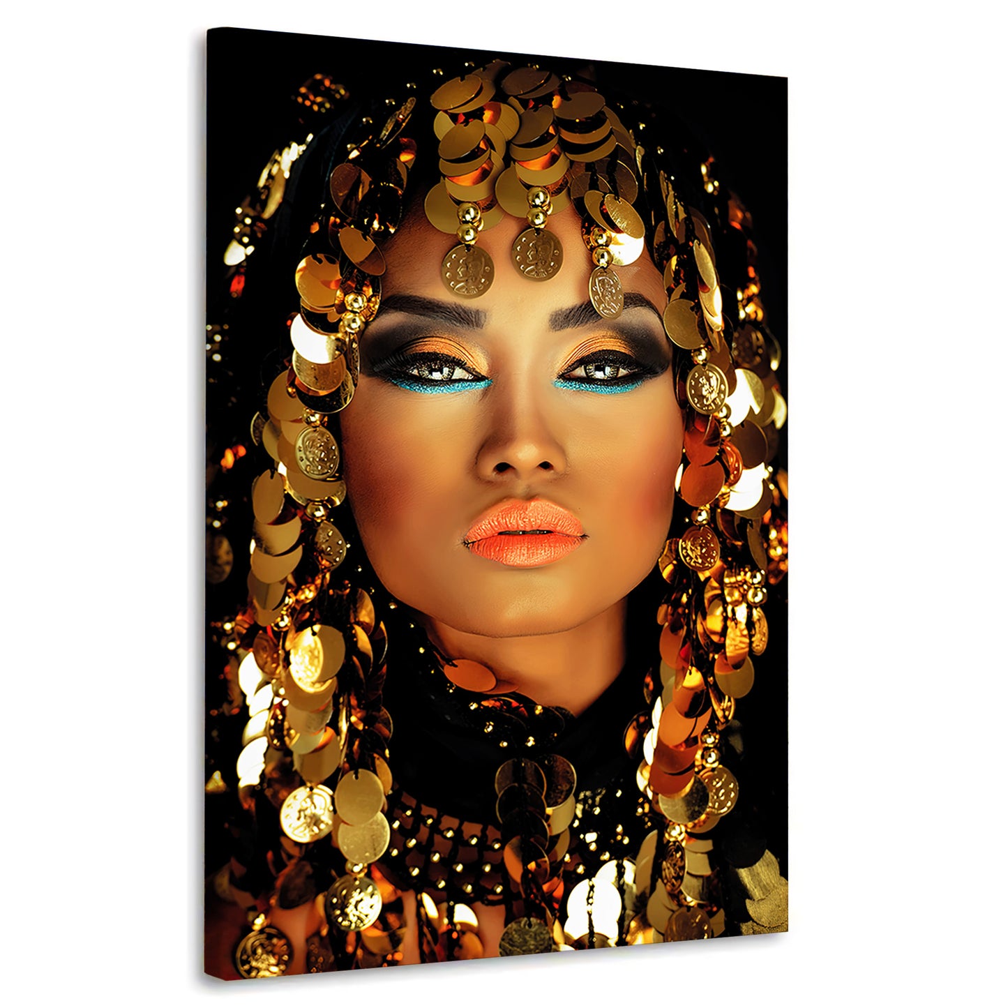 Quadro stampa su tela donna araba Beautiful Women Gold Style - Artedinoi