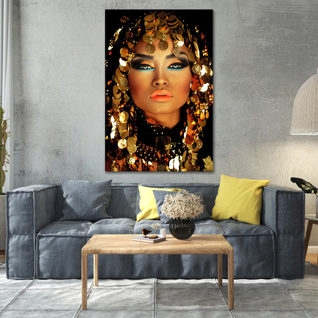 Quadro stampa su tela donna araba Beautiful Women Gold Style - Artedinoi