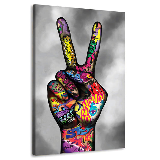 Quadro moderno stampa su tela mano pugno Pop Art Peace Style