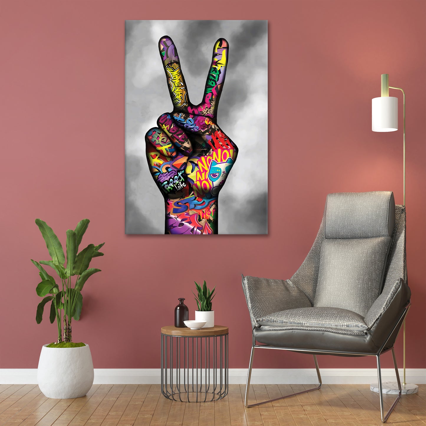 Quadro moderno stampa su tela mano pugno Pop Art Peace Style