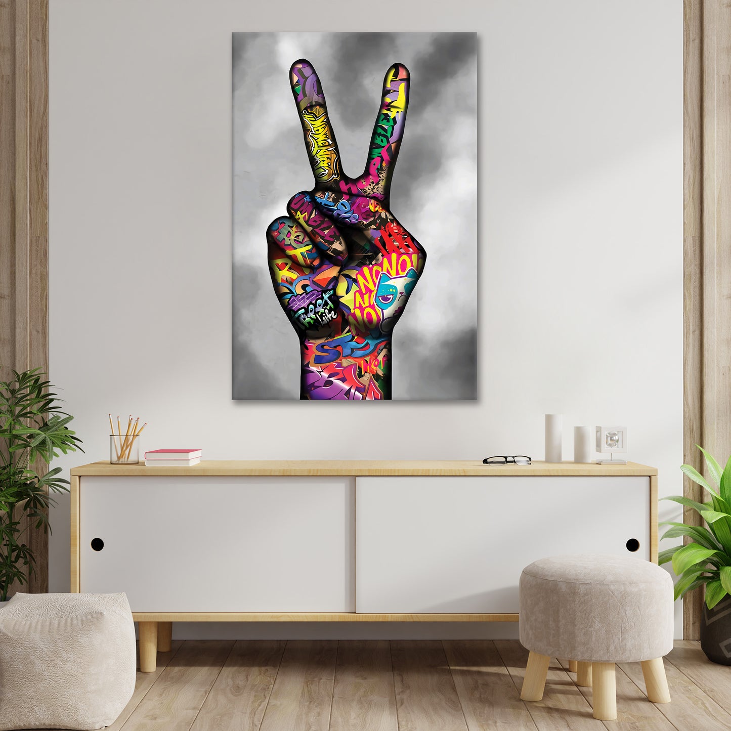 Quadro moderno stampa su tela mano pugno Pop Art Peace Style