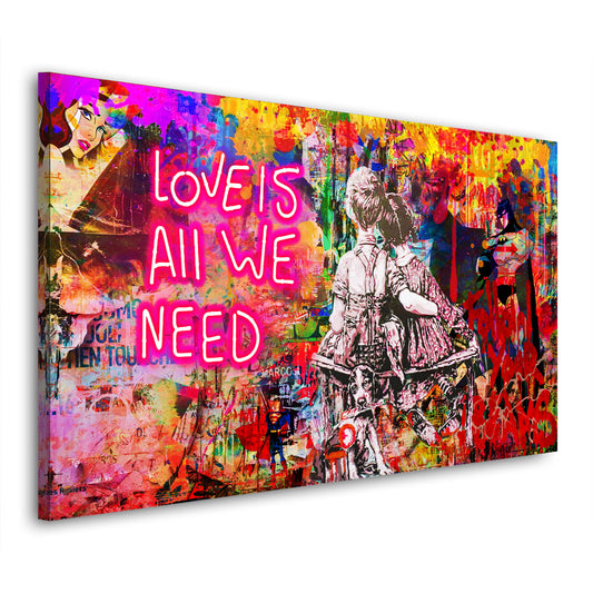 Quadro moderno Pop Street Art Love Is All We Need