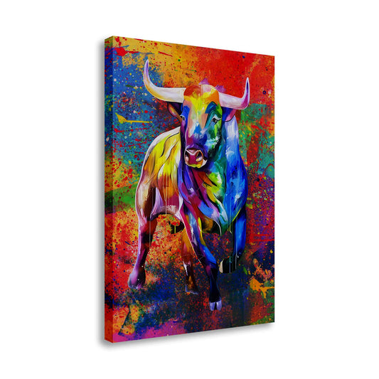 Quadro stampa su tela moderno toro Pop Art Bull Colour Style, animali, astratto